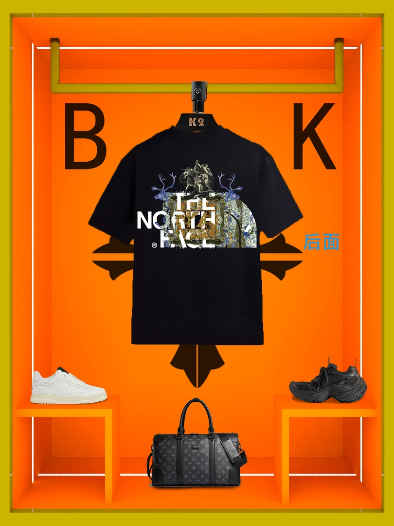 BFOFEOK【鹿角】夏季新款男士设计师半袖百搭时尚圆领短袖男