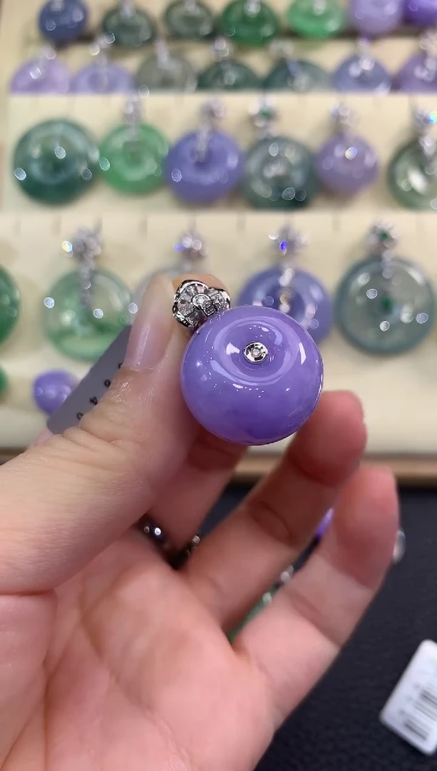 吊坠(不含链)18K金镶嵌翡翠春日珠宝 B51紫货有色差多样性一件发