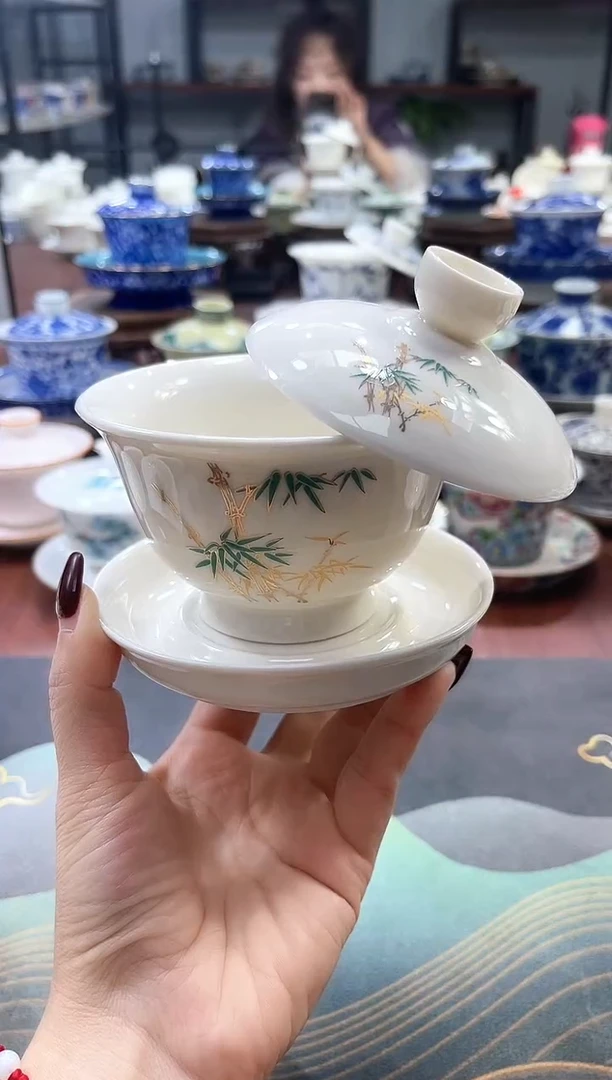 【闪购商品】中号元宝竹节悬停盖碗