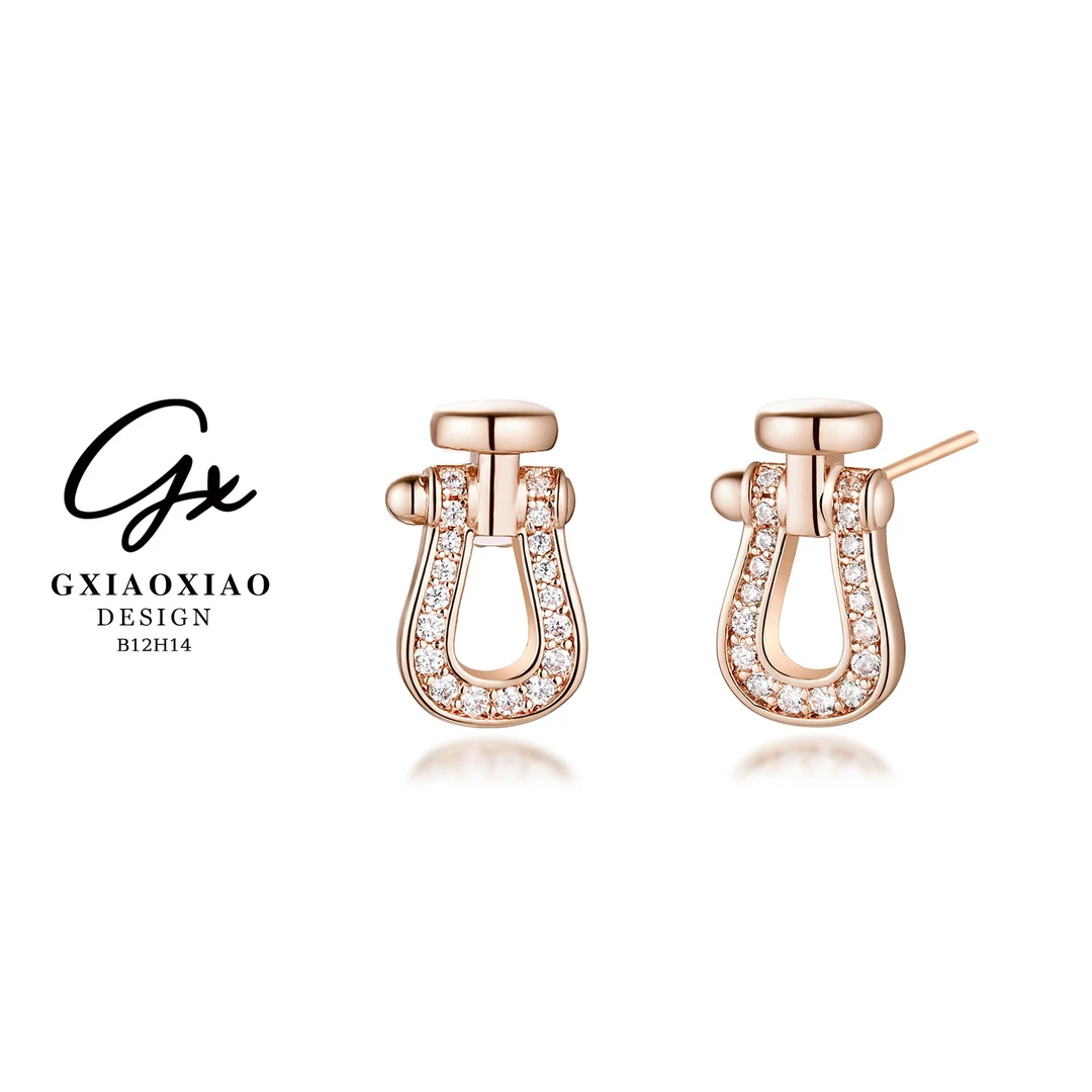 铜合金合成锆石耳饰 GXX 高级感气质百搭精致U形耳环 B12H14