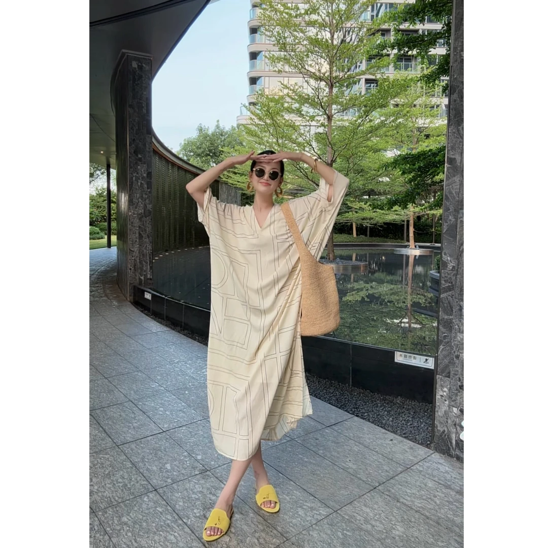 紫紫  吉象几何裙  至简线条版印时髦两件套连衣裙女 ZD05LZHJ964