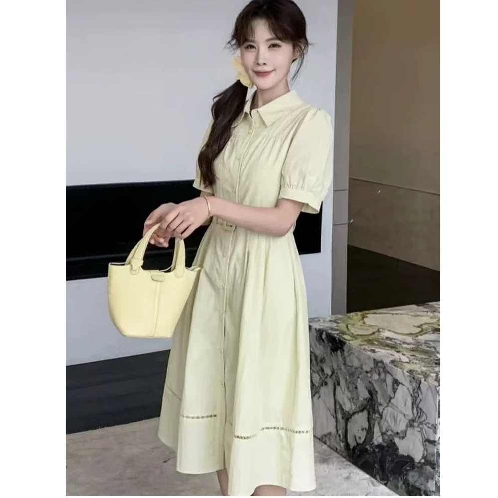 连衣裙女2025夏季新款时尚洋气收腰显瘦减龄气质复古开衫裙子8582