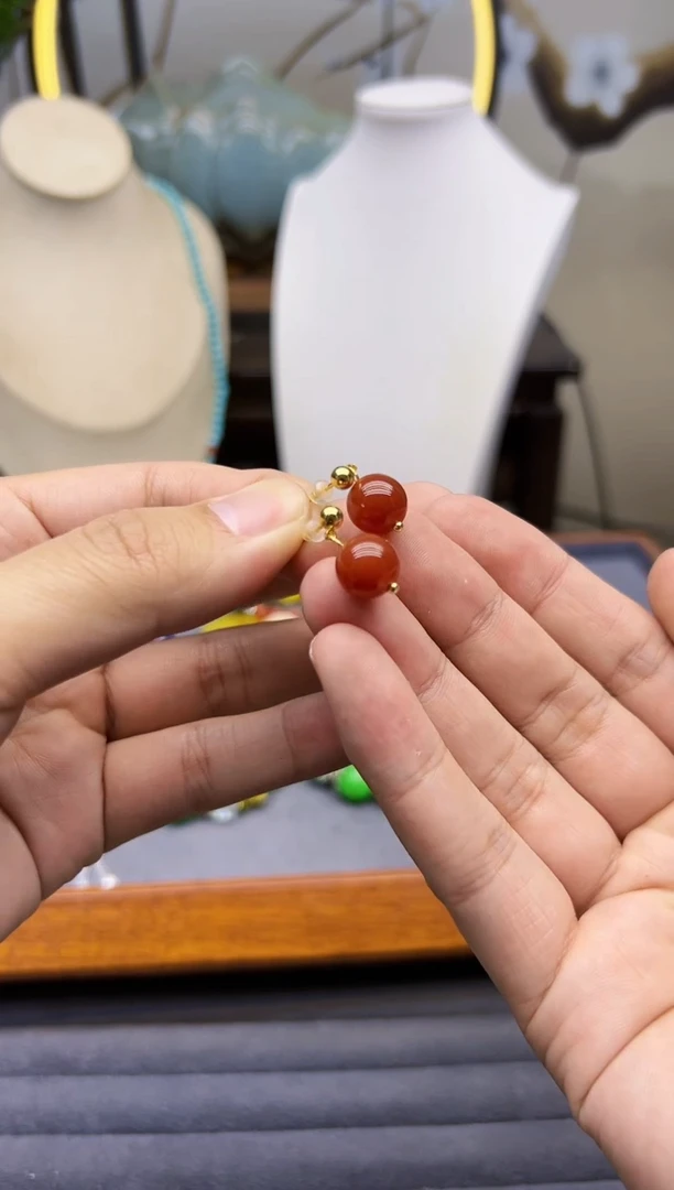 【闪购商品】南红玛瑙耳饰14K金镶嵌e141````