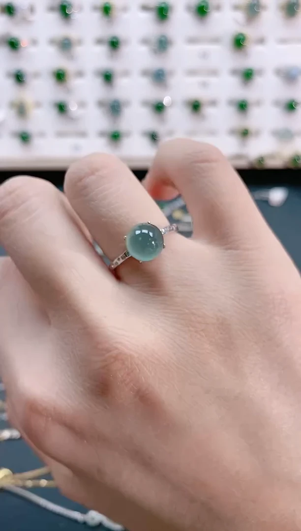 【闪购商品】翡翠戒指银S925镶嵌天然翡翠