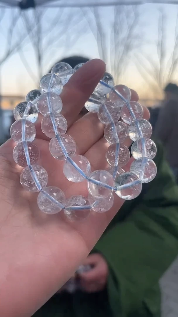 【闪购商品】水晶手链未镶嵌天然白阿赛手串多样性发一14mm