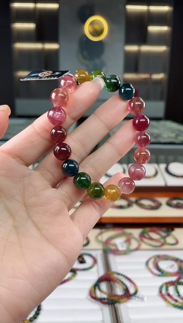 未镶嵌老矿碧玺彩虹单圈手串10mm+碧玺（多样性发一条）T