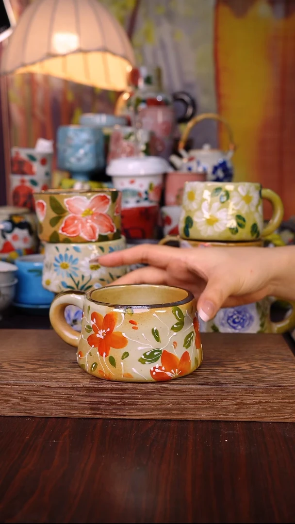 杯子陶泥垚手作 景德镇手工手绘陶瓷器物