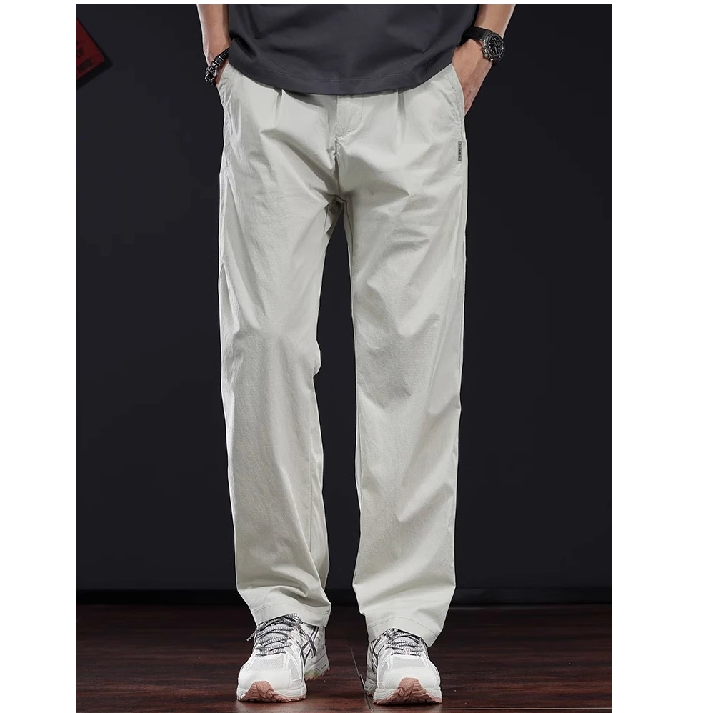 轻薄浅色男士休闲裤夏季美式简约百搭宽松直筒长裤潮流薄款透气