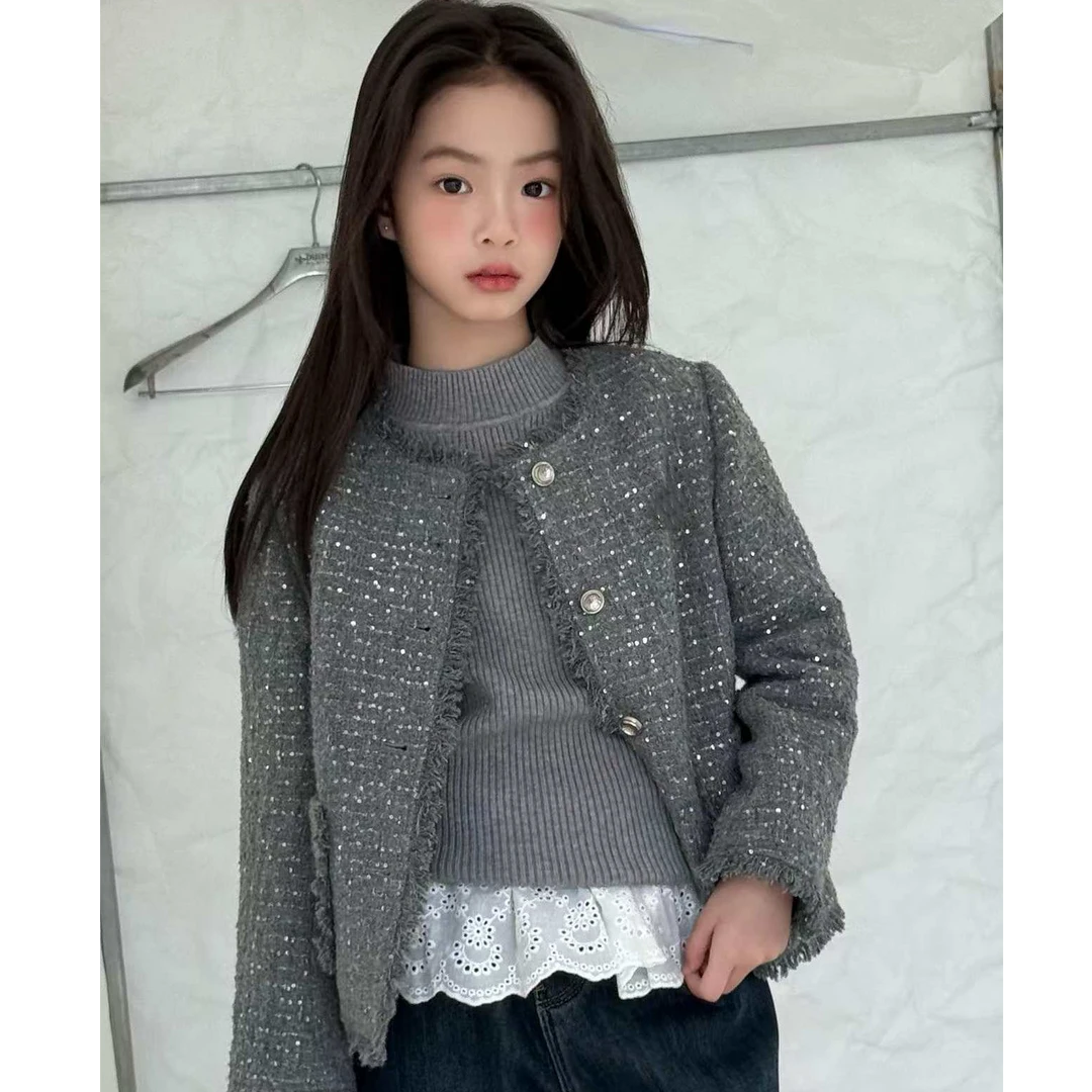 现货   秋季儿童女童男童休闲时尚小香风羽绒服外套5649