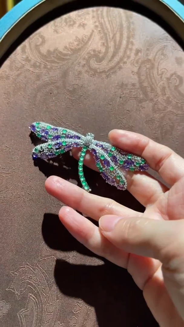翡翠银S925镀金镶嵌吊坠(不含链)红翡绿翠