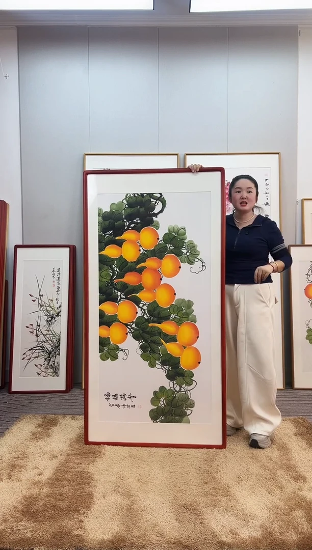 国画手绘葫芦162*82尺寸