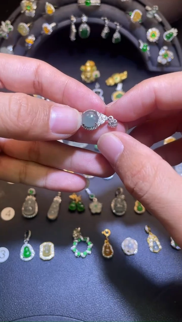 吊坠(不含链)银S925镶嵌翡翠1