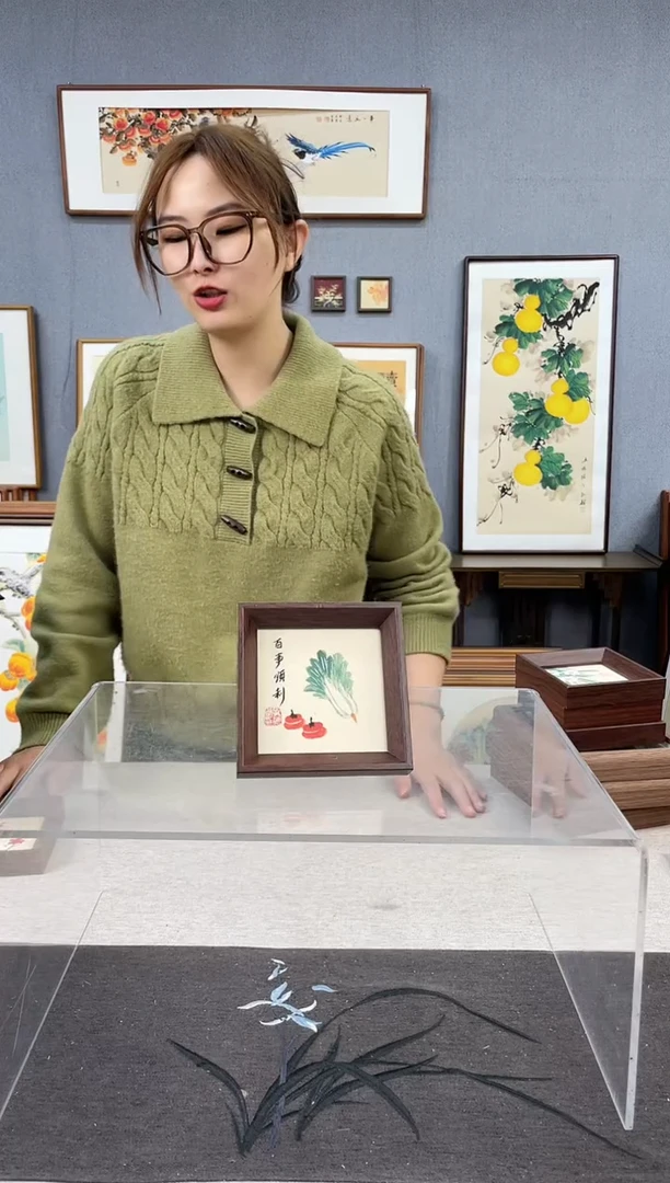 【闪购商品】国画5寸-小摆台作品-白菜