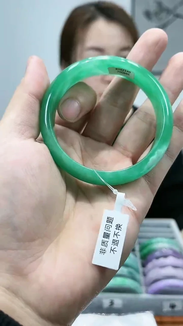 【闪购商品】砖雕s82 冰果绿手镯 圈口59.2