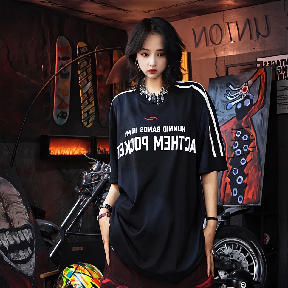 原创2025新款美式复古街头潮牌字母印花短袖T恤男潮牌体恤宽松