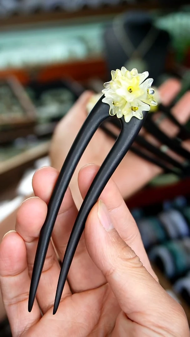 非金属木质001满天星黑檀木发簪发饰