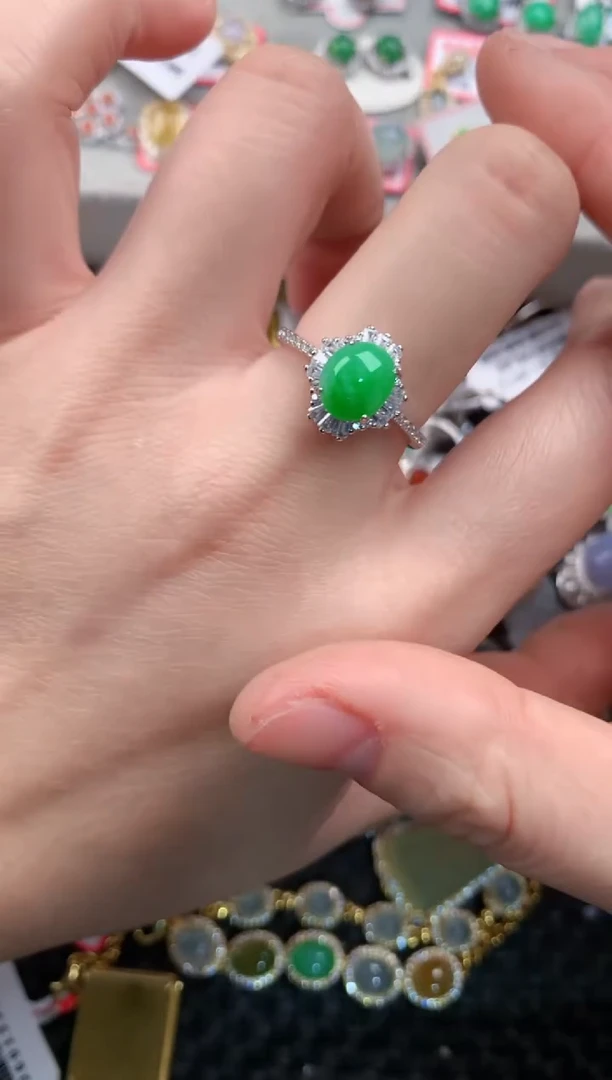 银S925镶嵌戒指翡翠1313--2