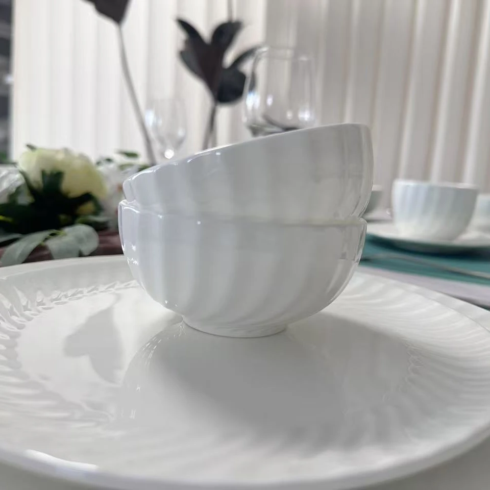 欧吉纳（玄月）4英寸陶瓷米饭碗轻奢小碗法式饭碗纯白骨瓷餐具汤碗