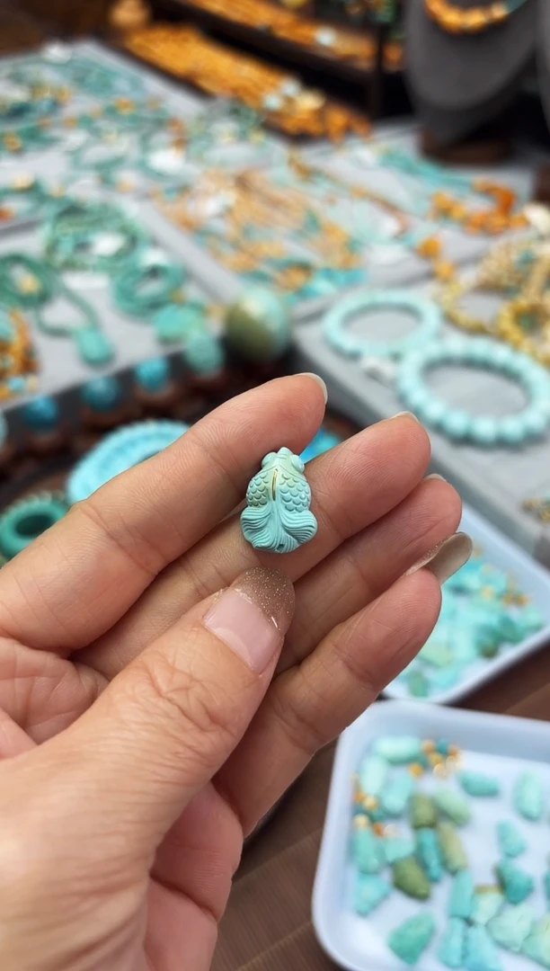 【闪购商品】绿松石挂饰未镶嵌金鱼挂饰天地孔