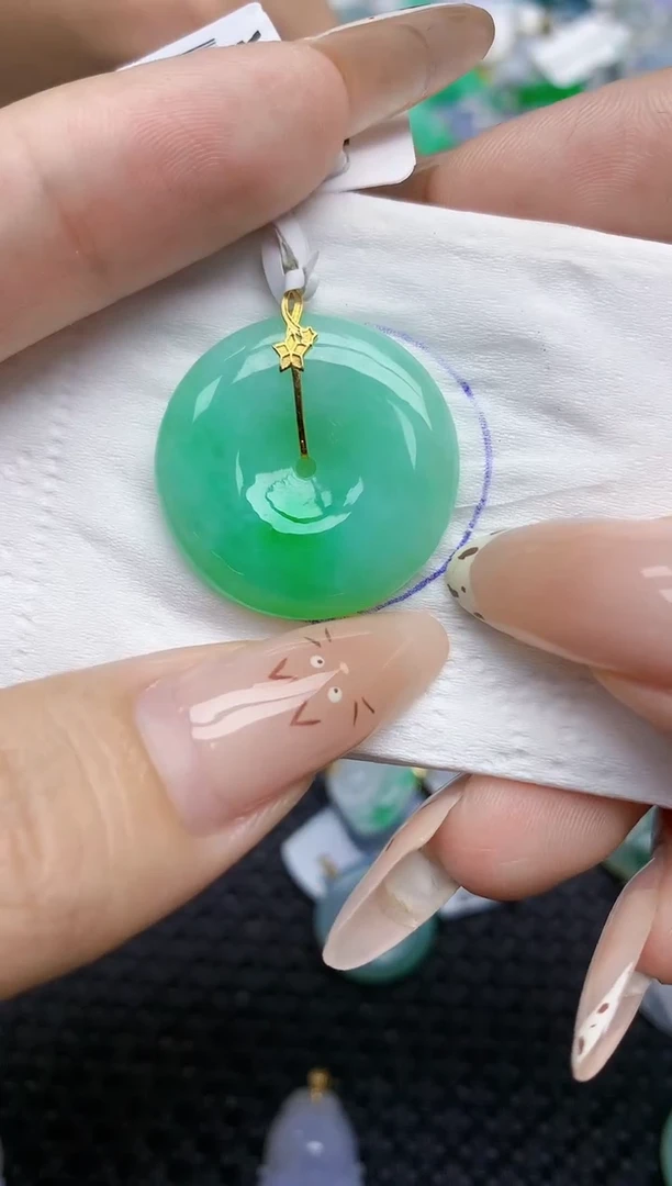 翡翠18K金镶嵌颈饰476   天然翡翠A货