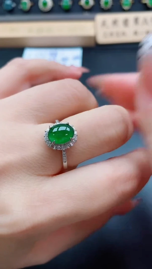 银S925镶嵌戒指翡翠1