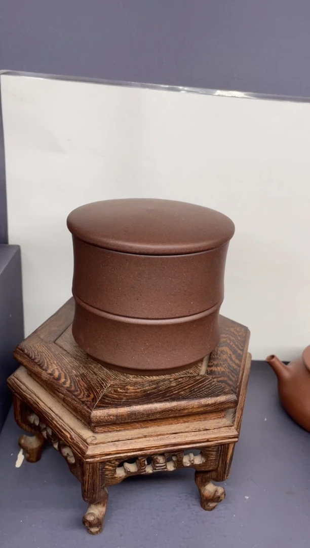 茶壶紫砂紫泥竹节茶叶罐