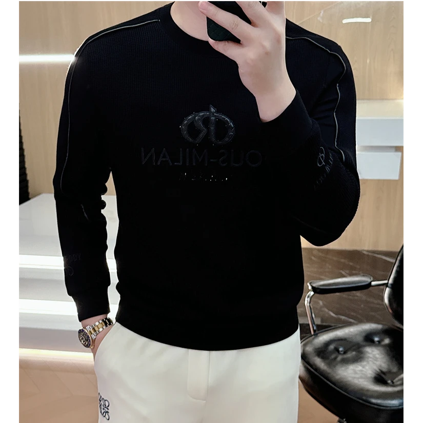 佩库普伦秋冬季新款欧货男士圆领卫衣时尚百搭休闲帅气上衣打底衫