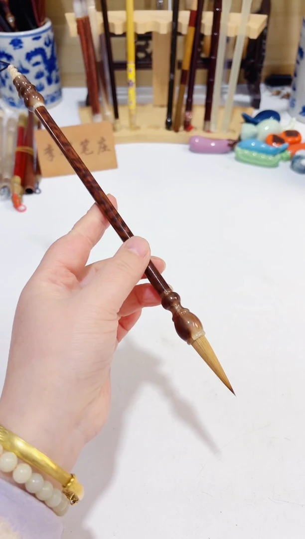 蛇纹木牛角百纯狼毫1支 出锋3.6 口径0.9 试墨不售后