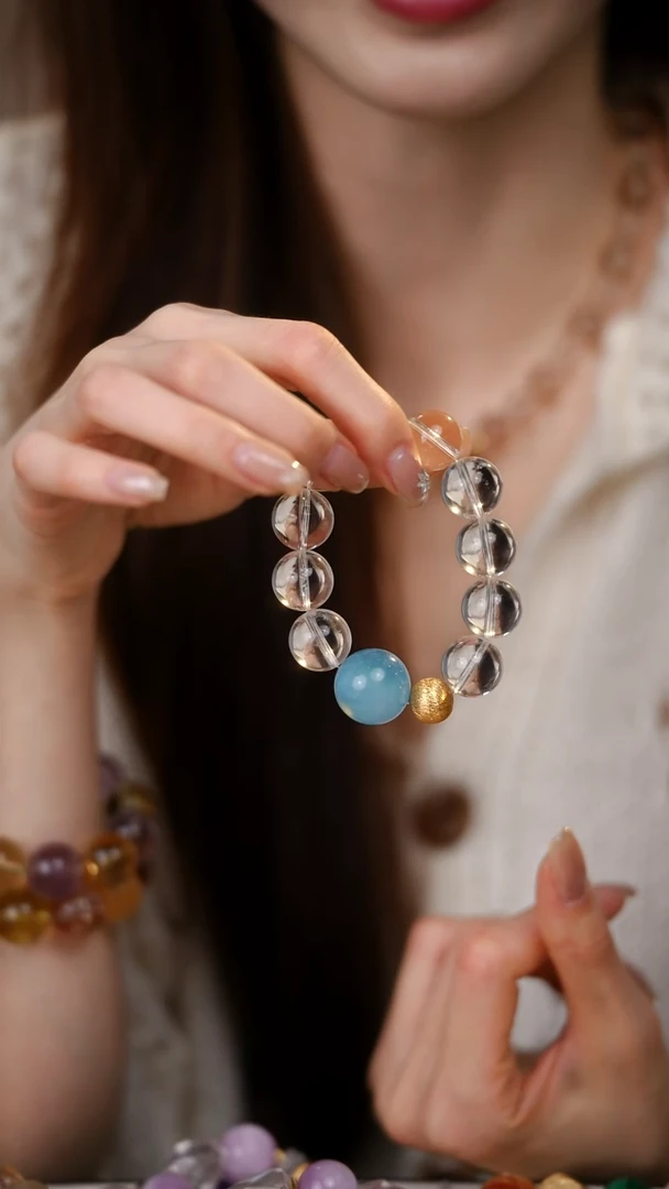 合金手链水晶白水海蓝宝