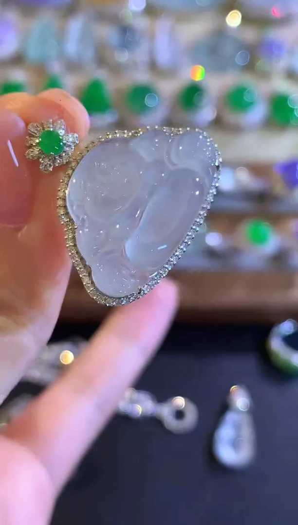 吊坠(不含链)18K金镶嵌翡翠f26