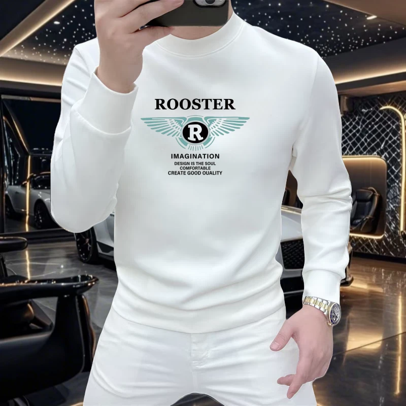 新款2025潮牌长袖潮流百搭修身男卫衣秋冬秋冬男士美式圆领卫衣绒