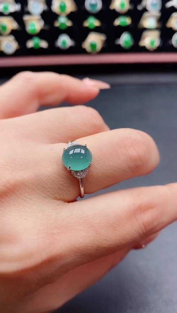 银S925镶嵌戒指翡翠1