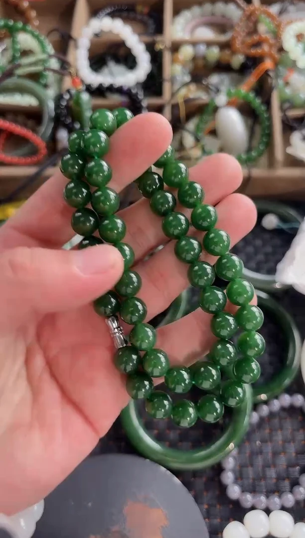 和田玉未镶嵌颈饰10mm碧玉女神链