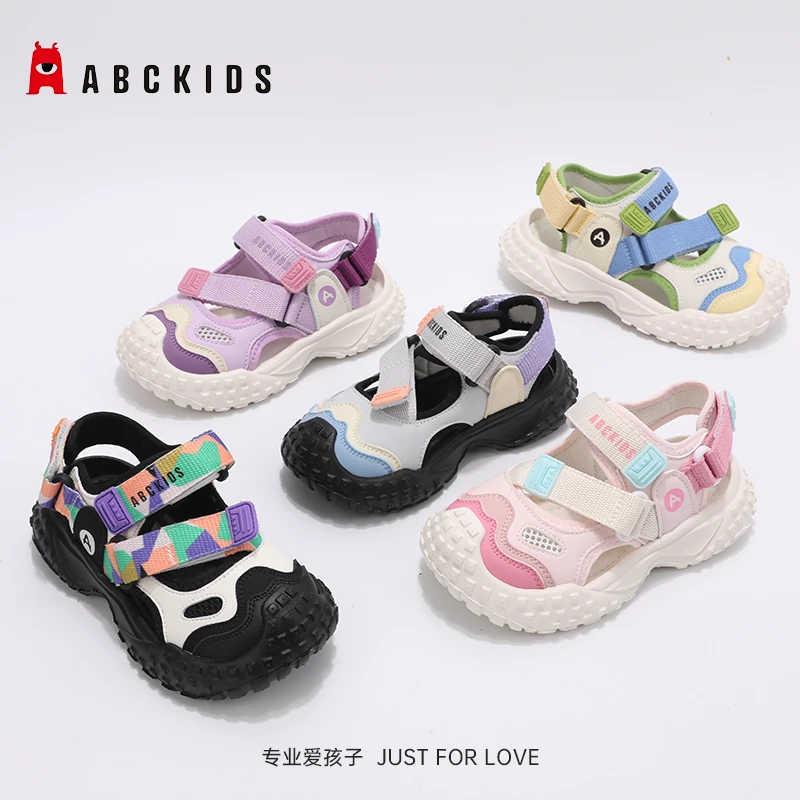 Abckids童鞋夏季男女童运动凉鞋男童透气儿童凉鞋软底包头凉鞋