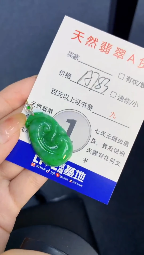颈饰18K金镶嵌翡翠天然缅甸A货翡翠