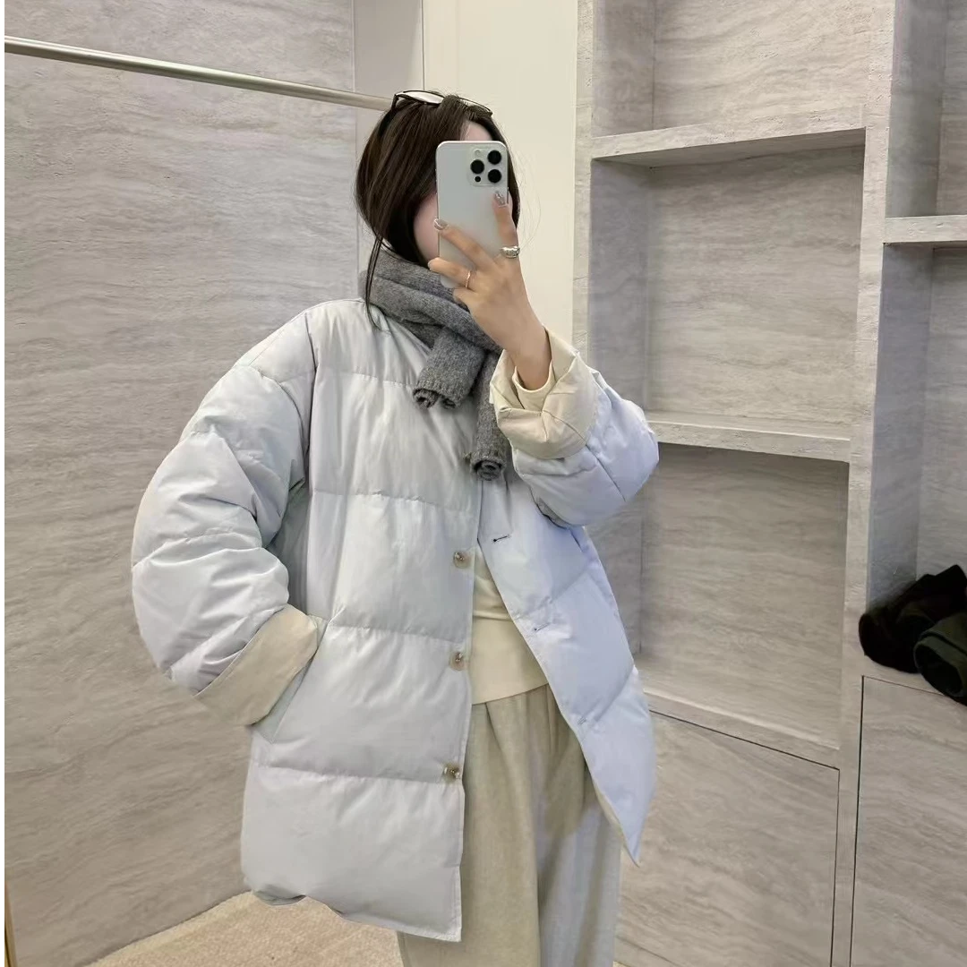 【 雨•美 推荐 】93291蓝色韩版百搭两穿棉服