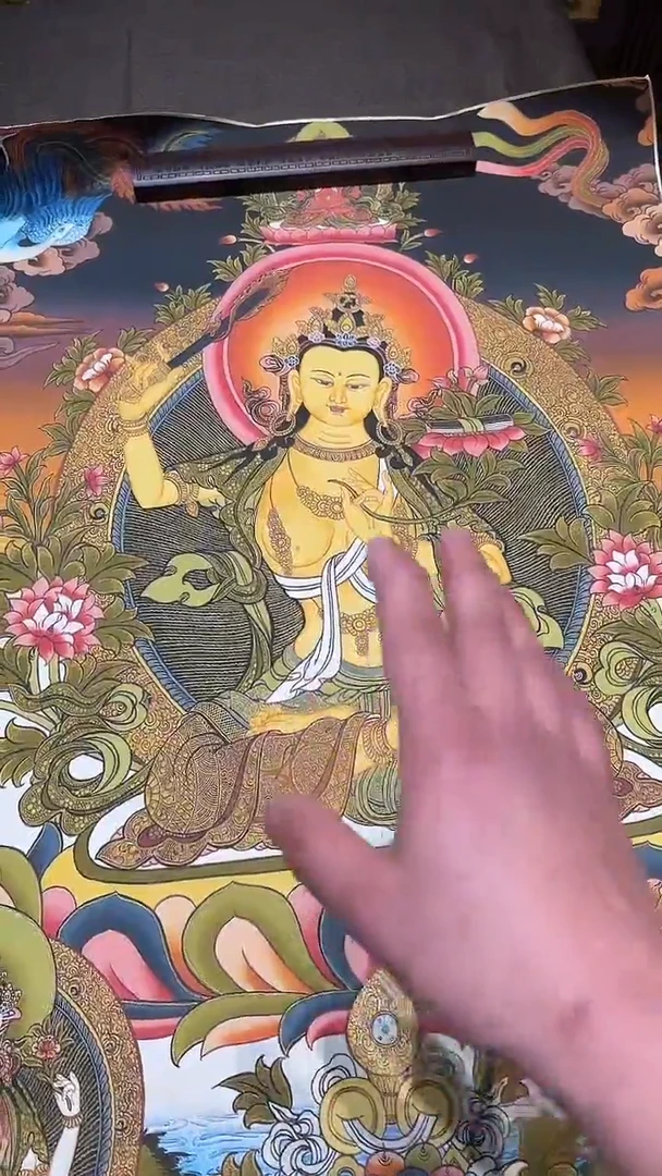 卷轴画【主播精品】高端卷轴画——唐卡妙音天女AA38