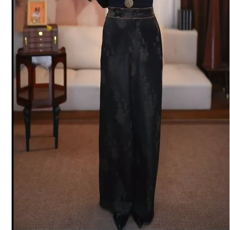 【凌桦】新中式复古休闲中国风宽松原创设计高级时尚气质百搭裤子