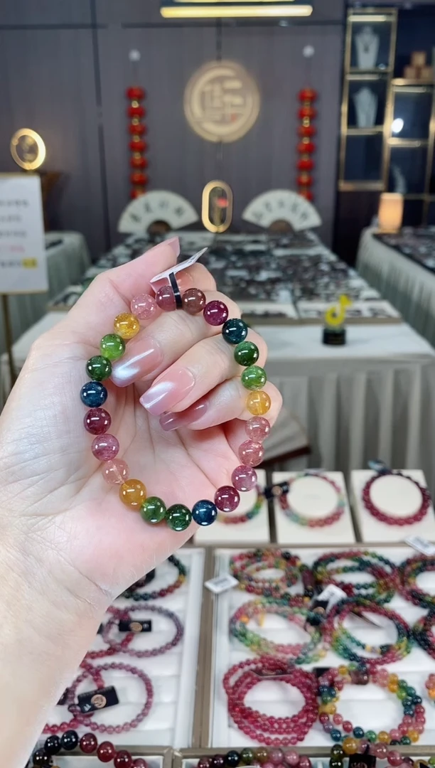 未镶嵌老矿碧玺色标彩虹单圈手串8mm+碧玺hon多样性发货一条