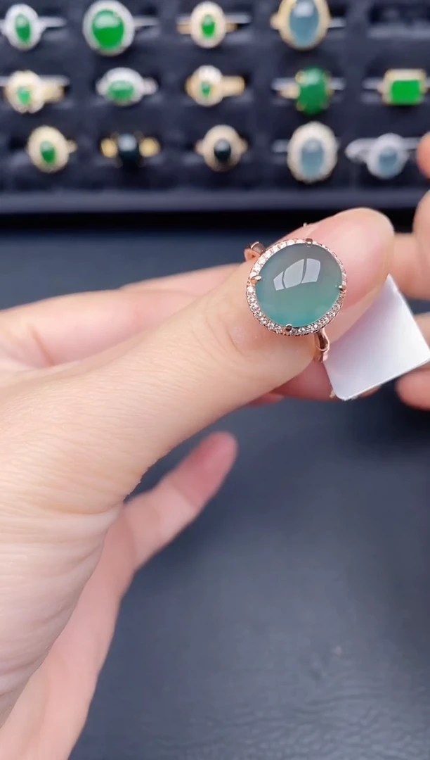 银S925镶嵌戒指翡翠天然a货翡翠377