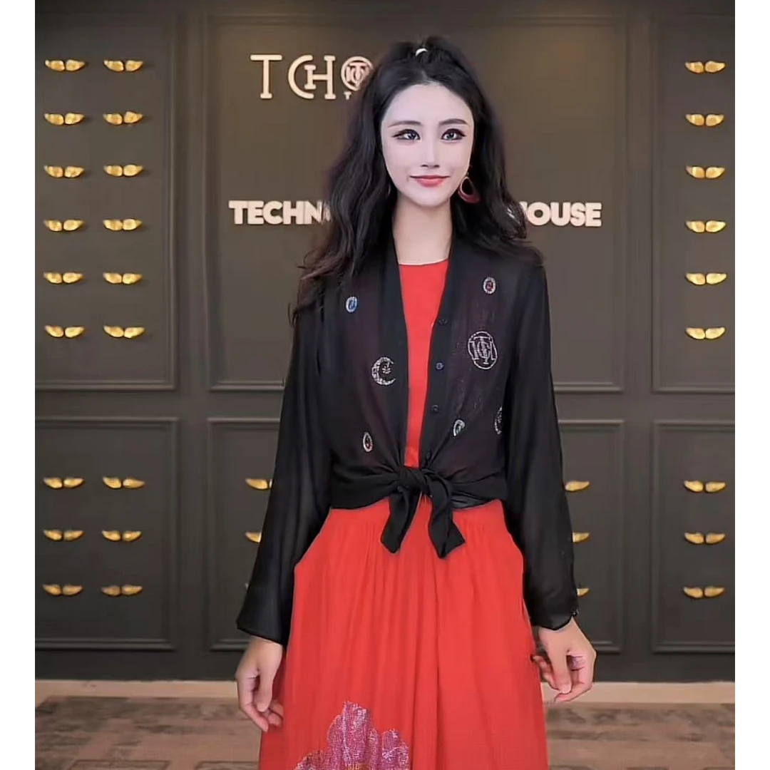 TCH-时尚潮牌花色新中式私服薄款外套开衫T75B13E1008