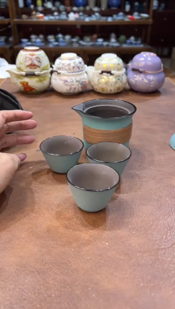 真的很便宜超好看会开片的旅行茶具