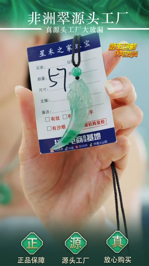 石英质玉未镶嵌吊坠(赠链)龙牙57号