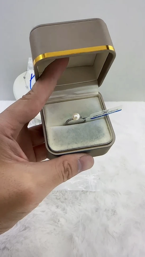 银S925镶嵌海水珍珠DA珍珠戒指6-7 p1006