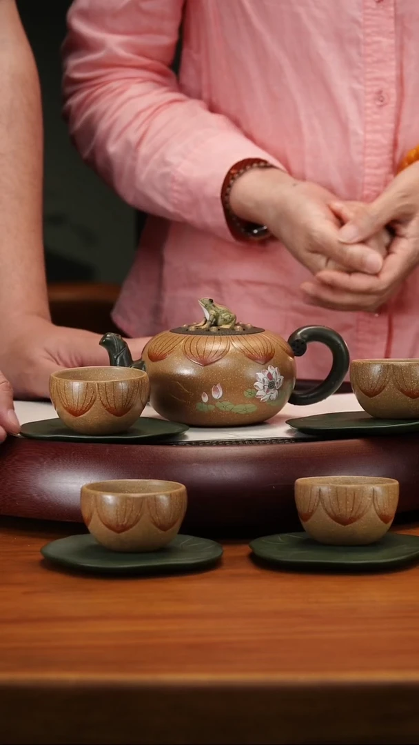 茶壶紫砂5135ZXJ荷塘清趣套组老段泥300c