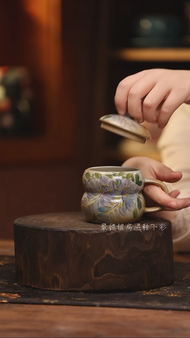 陶瓷 景德镇高温釉下手绘陶瓷@L826@