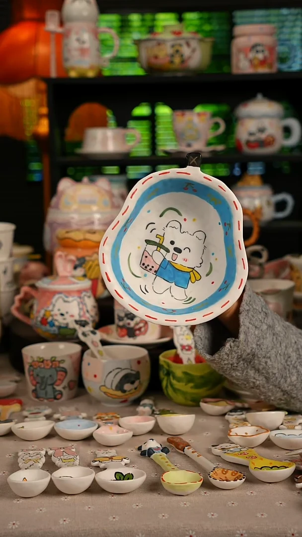 陶瓷无盖款景德镇高温釉下彩纯手绘创意瓷