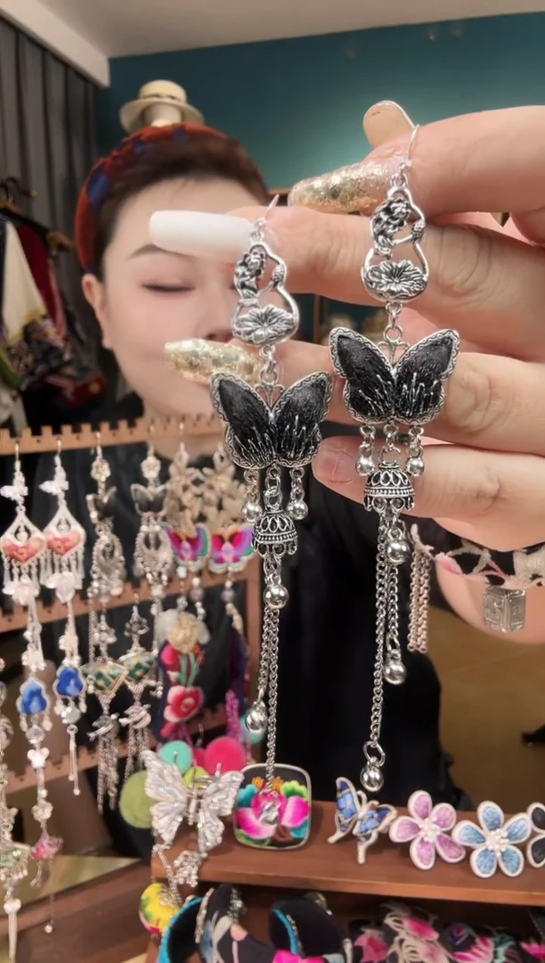 刺绣纯手工民族风刺绣耳环