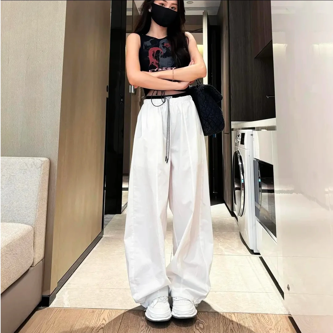 【品牌原单】撞色双层高腰阔腿裤裤子百搭夏季卫裤薄款5615