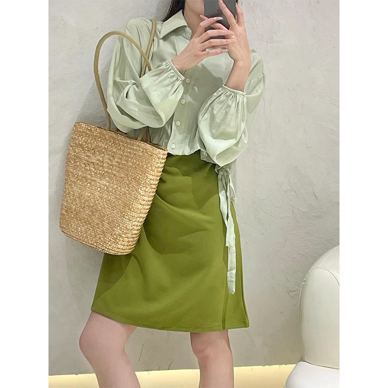 OLDTIMES/叙旧 春款上新气质显瘦百搭衬衫+吊带裙两件套202453-1